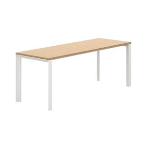 Arcline single table in silver leg and wooden top.